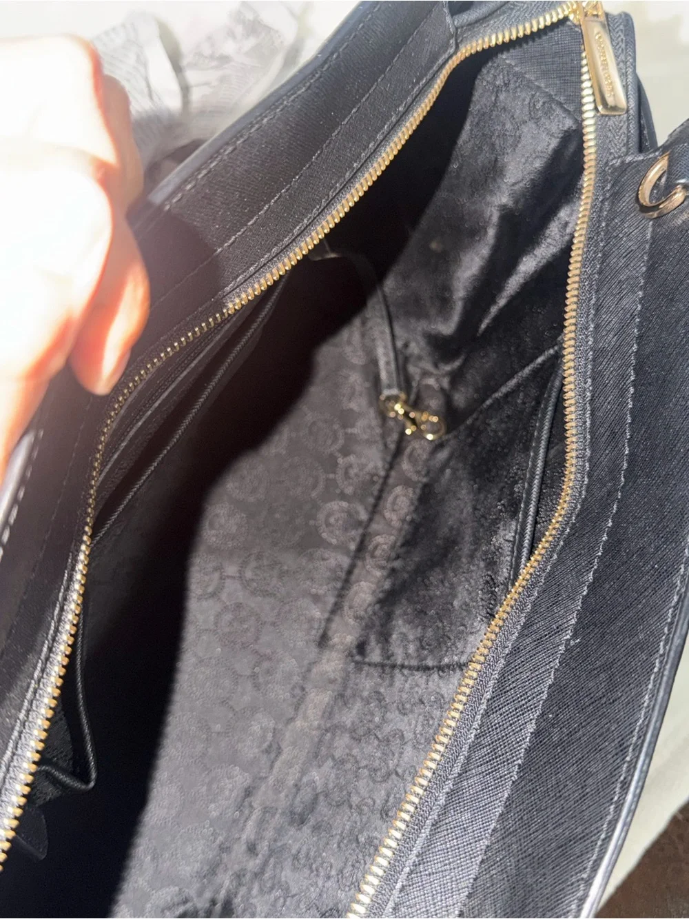 Michael Kors Black Saffiano Leather Satchel with Gold Hardware